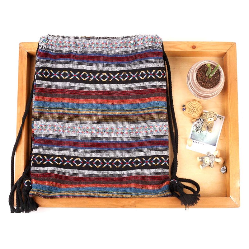 Lobagve Van Caro Bohemian Drawstring Backpack Light Cinch Bag Gym Sack String Bag (Color 2) - Image 5